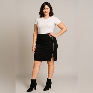 Worthington Woman Black Pencil Skirt w/ Side Zip Slit – Size 1X
